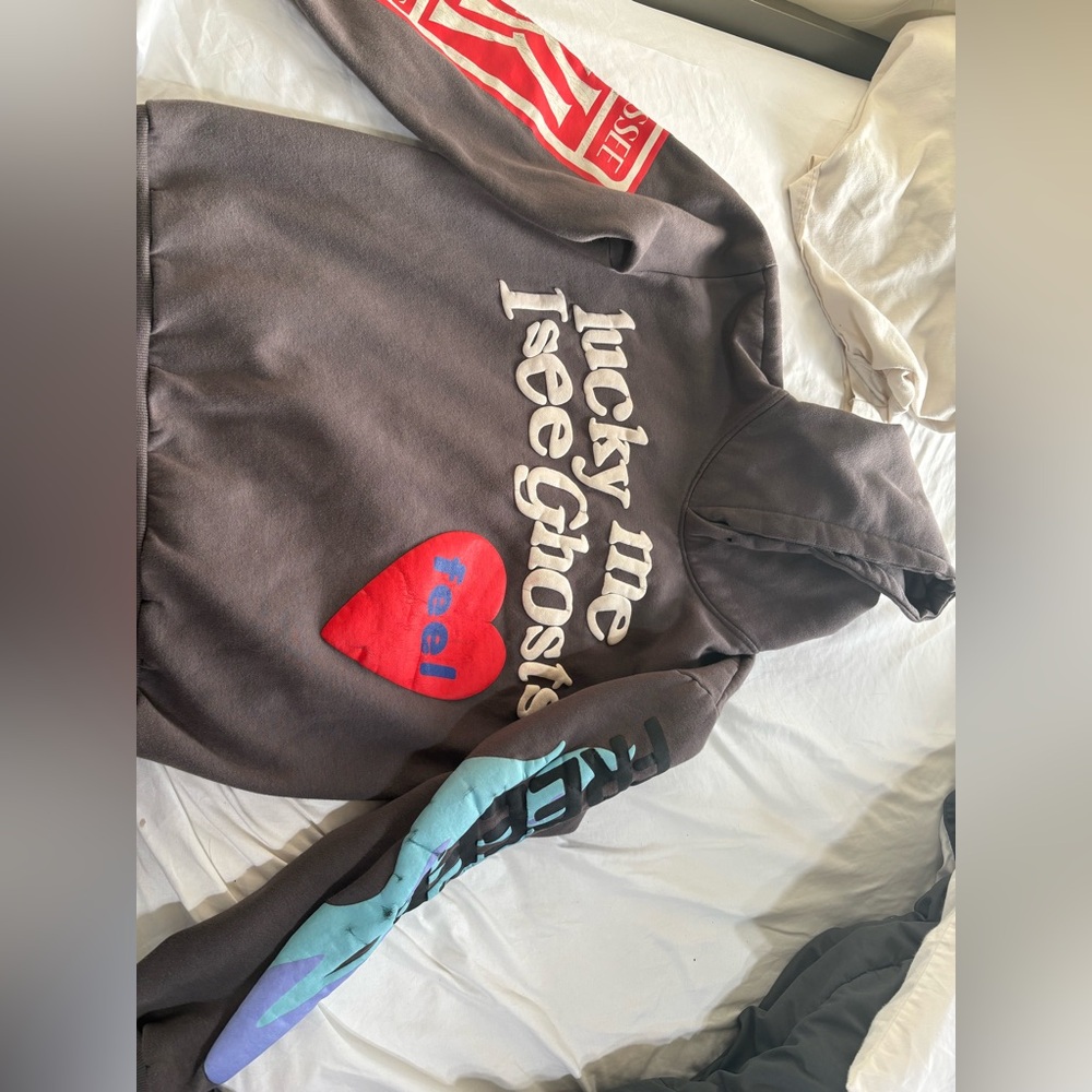 Travis Scott Brown Hoodie with Red and Blue Accents